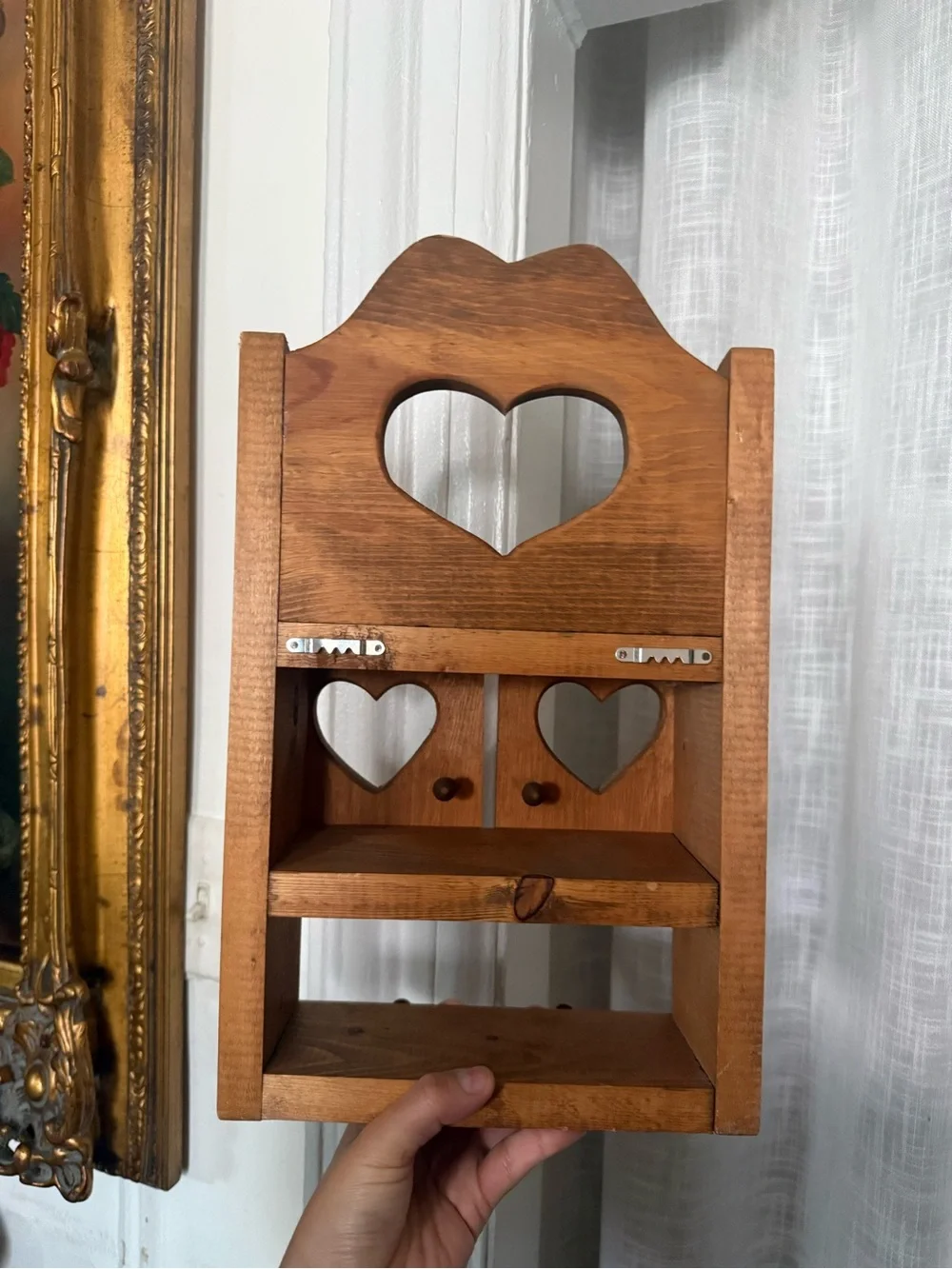 Unique Vintage oak wood shelf